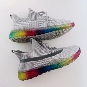 Wanted Pace Sneakers Tennis Shoes Women's Gray Knit Rainbow Pride Sole Size 7 US